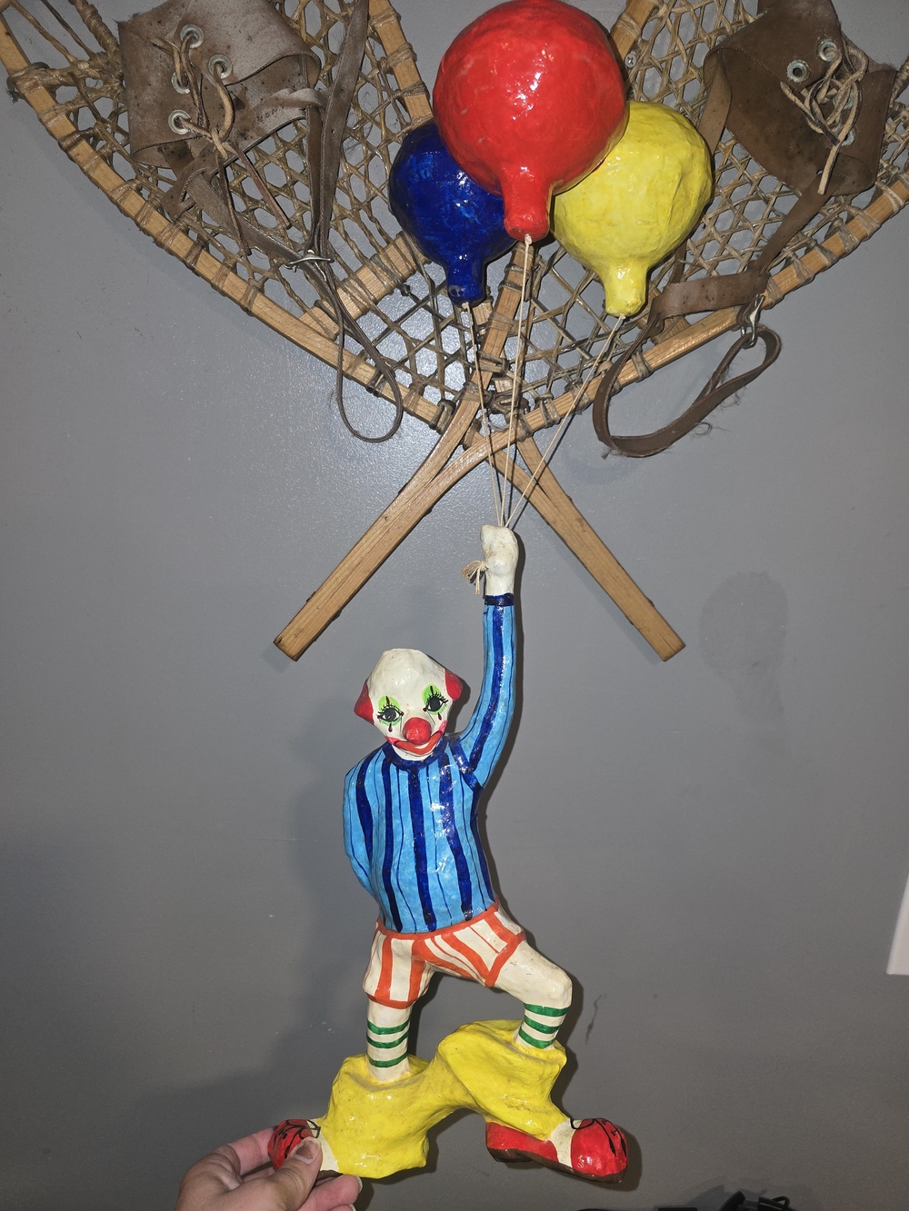 Vintage Unbranded Paper Mache Hanging Circus Clown